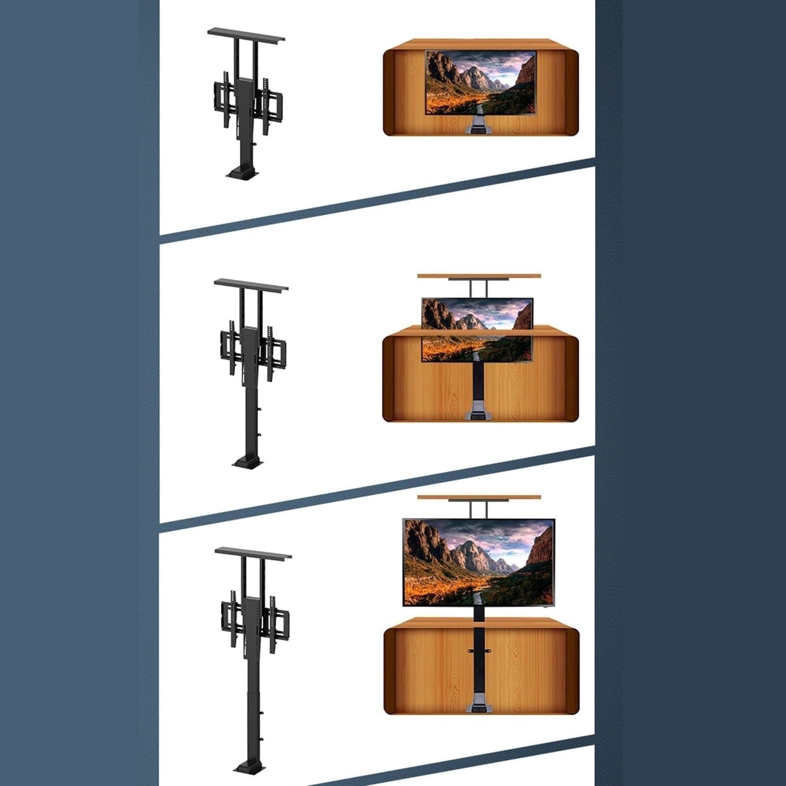Soporte Elevador De TV Eléctrico - Se Puede Ocultar En Un Armario Soporte De TV Motorizado, Elevador De TV Eléctrico Telescópico con Elevación Automática, hasta 60kg