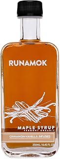 Runamok Cinnamon-Vanilla Infused Maple Syrup - Organic Vermont Maple, Gluten-Free Natural Sweetener for Pancakes, Coffee, Breakfast | 8.45 Fl Oz
