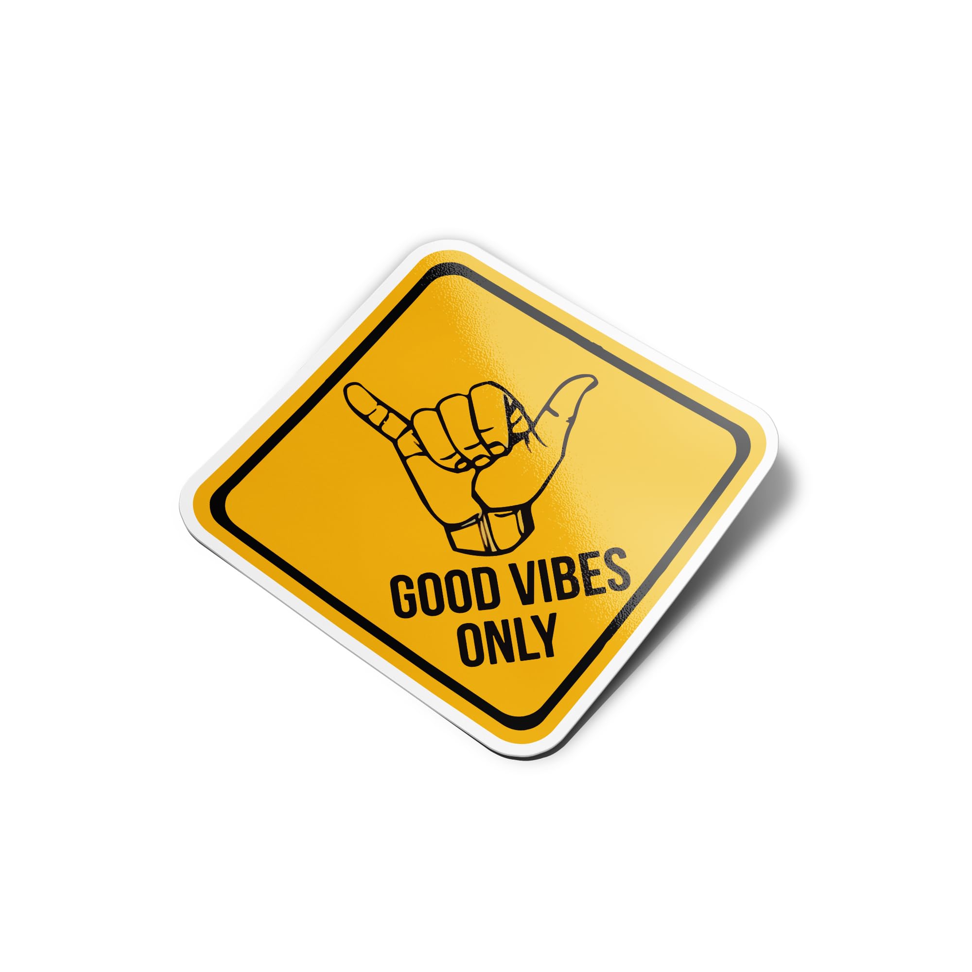 Lote autoadhesivos de vinilo con panel de atención – Good Vibes Only – Mano Signe Surf – Resistente a los rayos UV y al agua – Decoración divertida para ordenador y botella y coche, decoración