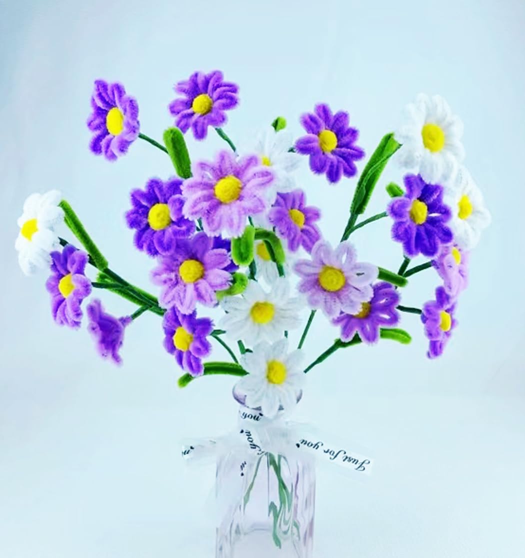 Kit Fai Da Te Fiori Di Margherita - 300 Scovolini Ciniglia Per Creazioni Creative - Foto 10