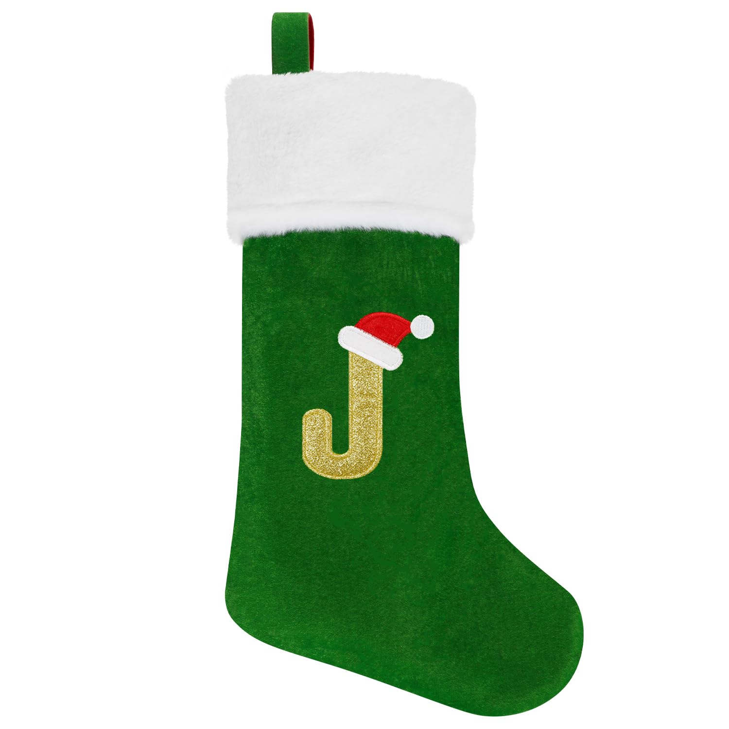 VEYLIN Embroidered Stockings Christmas, 20 Inch Christmas Stockings with Initials Letter Stockings Christmas Plush Christmas Stockings Christmas Stockings for Kids/Adult Alphabet J