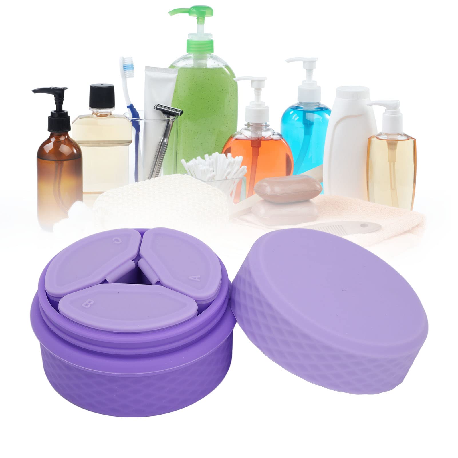 Silicone Makeup Containers Set,with 3 Refillable Dispensers,Leakproof Travel Jars for Creams and Eye Cream,Cosmetic Containers with Lids and Spoon - Image 3
