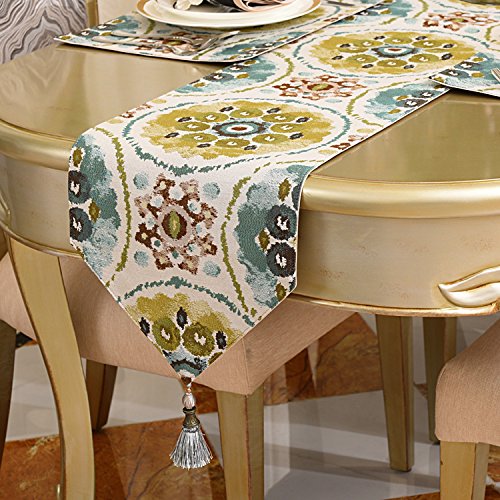 Chemin de table bleu en lin 30x180 cm pour vos repas de famille