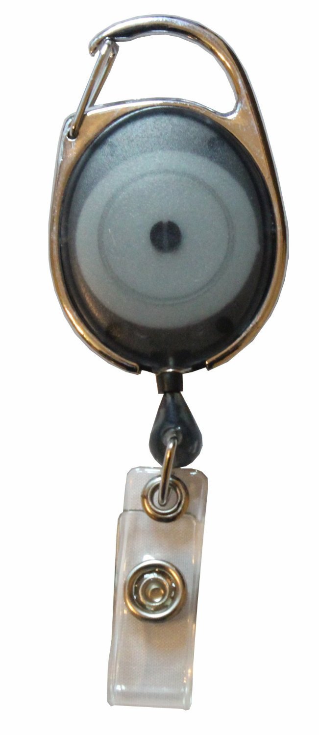 Customcard ltd Black Yo Yo Premier Badge Reel Retractable ID Card Holder Pack of 25