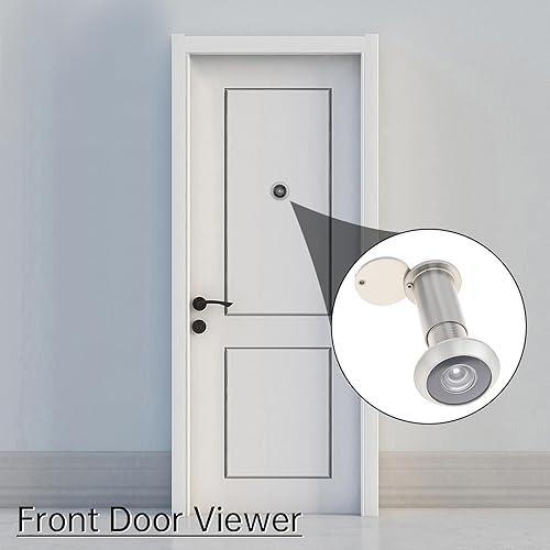 Miniatura 7 de Mirilla de visualización de puerta, aleación de zinc de 200 grados con broca de 0.63 pulgadas para puertas de 1-12 a 2-38 pulgadas (níquel cepillado)