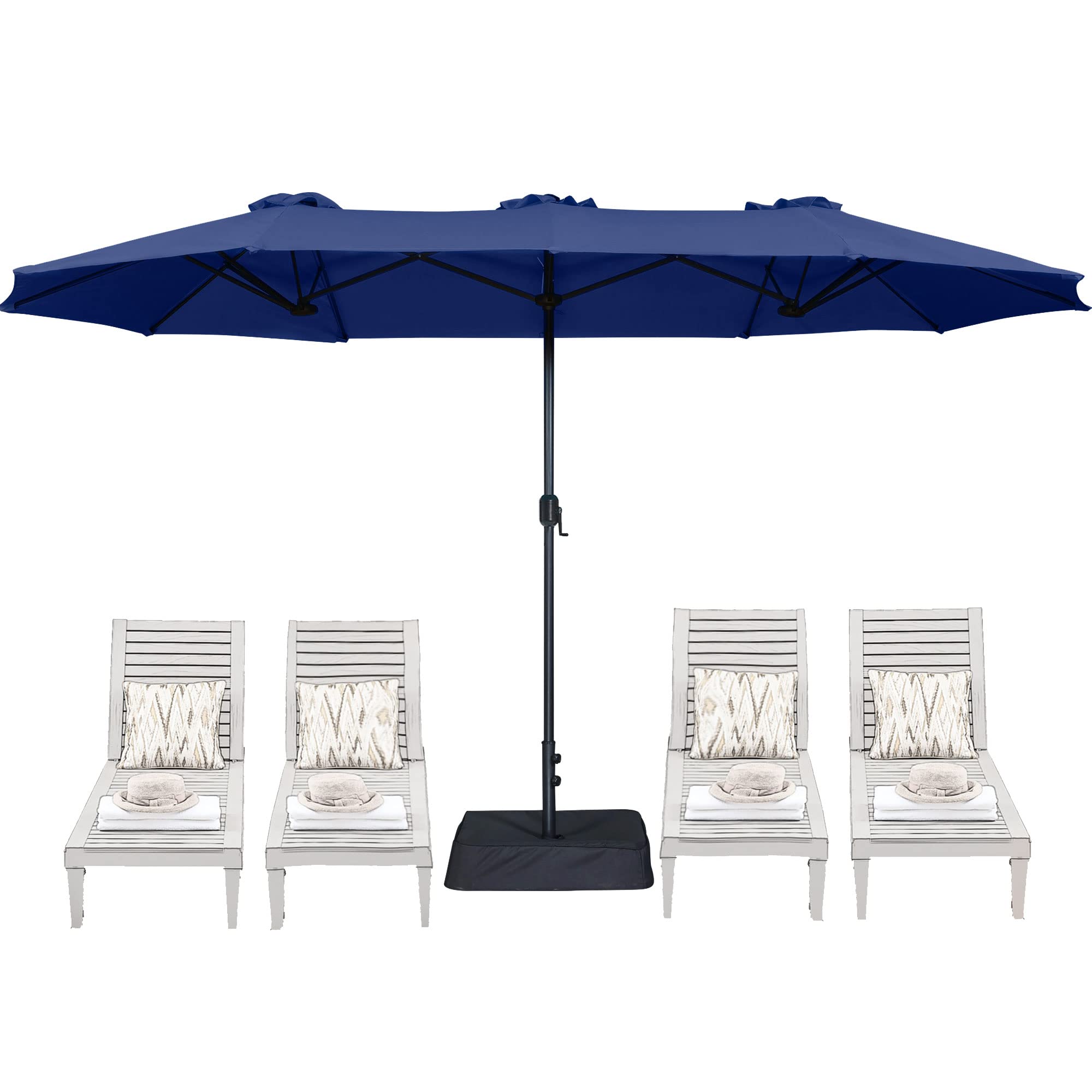 Photo 1 of *COLOR IS TEAL* SUPERJARE 14FT Outdoor Patio Umbrella with Base Included, Extra Large Table Umbrella with Fade Resistant Canopy, Double Sided Outdoor Umbrellas for Pool, Deck, Market, Backyard