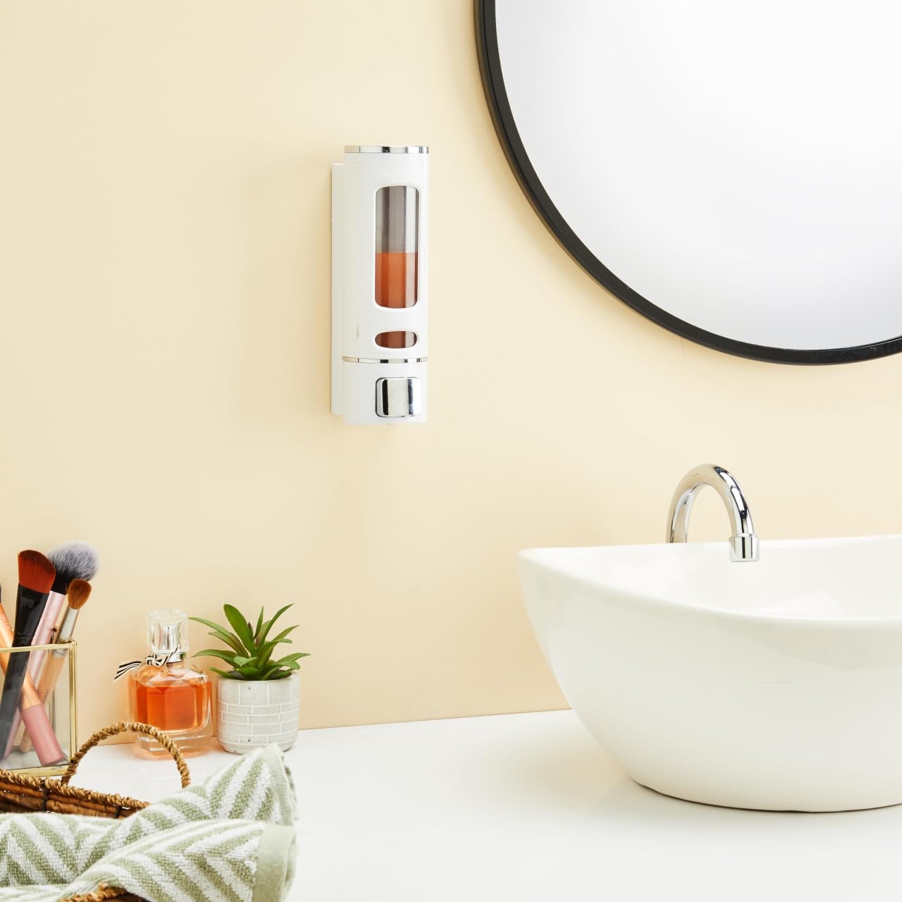 BATH GURU Abs Wall Mounted Shampoo Sanitizer Lotion Hand Dish Wash Gel Liquid Soap Dispenser for Bathroom Kitchen Pack of 2 (400 Ml, White & Black, Plastic) BATH GURU Abs Wall Mounted Shampoo Sanitizer Lotion Hand Dish Wash Gel Liquid Soap Dispenser for Bathroom Kitchen Pack of 2 (400 Ml, White & Black, Plastic)