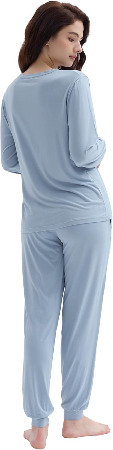 Joyaria Womens Bamboo Viscose Pajamas Set Ultra Soft Long Sleeve Jogger Pants Lounge Set Cooling Pjs - Image 6