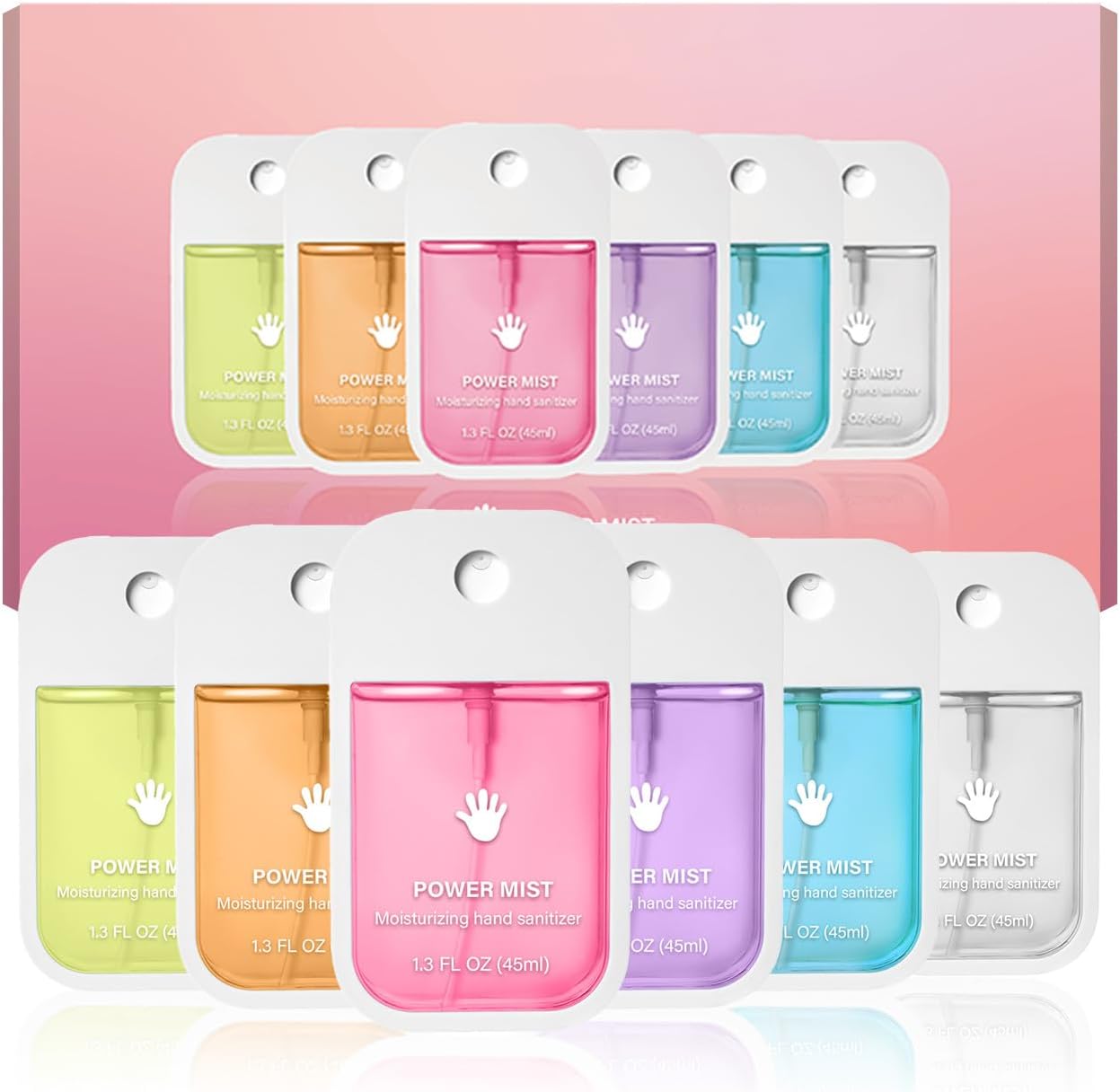 6-Flavor Hydrating Hand Sanitizer Spray Set for Adults – Travel-Size Portable Power Mist with Aloe Vera, 500+ Sprays Hand Sanitizer for Daily and Travel, Non-sticky 45ML (1 Set)