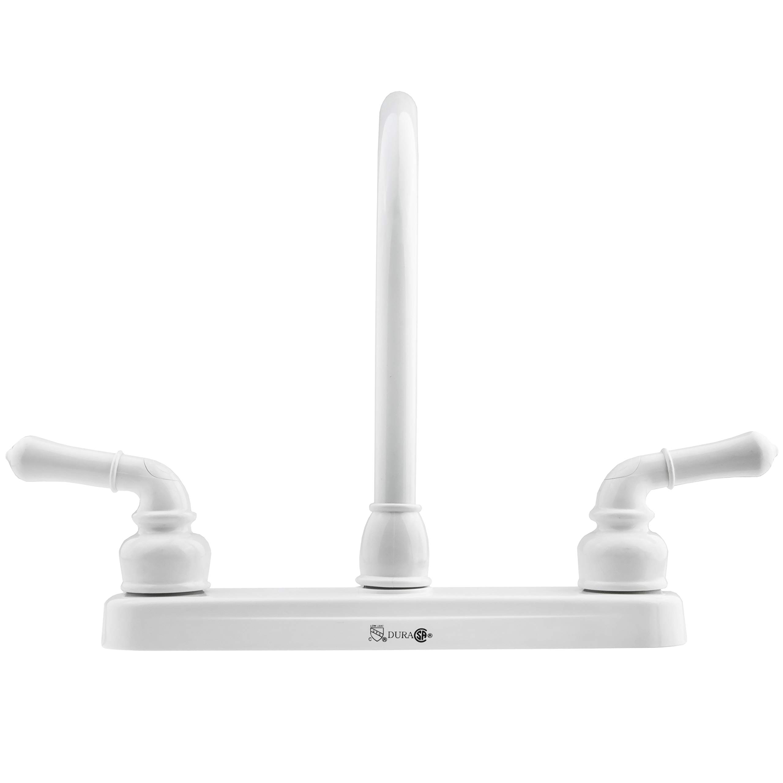 Dura Faucet - Grifo de cocina para RV - Elevación alta - Palancas clásicas - Vehículos recreativos, autocaravana, quinta rueda, llave de repuesto para remolque de viaje (blanco)