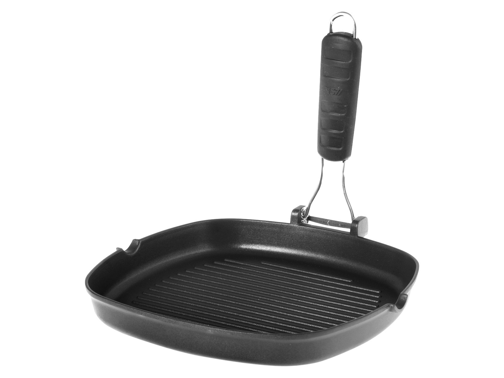 Ilsa Dietigrill Bistecchiera Antiaderente, con Manico in Silicone, in Alluminio Pressofuso, Nero, 29 x 29 cm