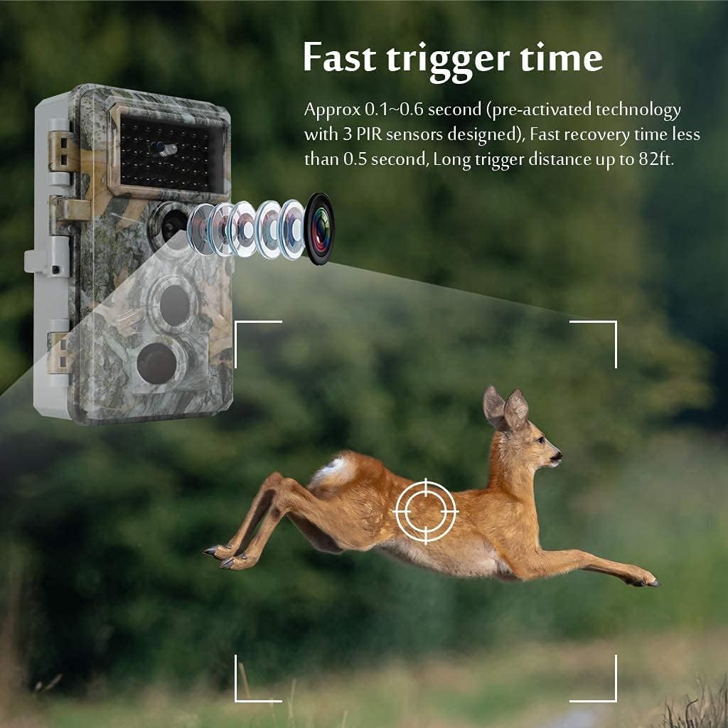 3-Pack Trail Camera 64MP 1296P with No-Glowing Night Vision & Motion Detection 120° Wide Angle, 0.1s Trigger Time, IP66 Waterproof Game Camera for Outdoor Hunting