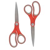 Westcott School Scissors, All-Purpose Student Scissors for Ages 12+, Ideal for Crafting and School Projects, Back-to-School, School Supplies, Classroom Supplies, 7-Inch, 2-Pack, Red/Gray