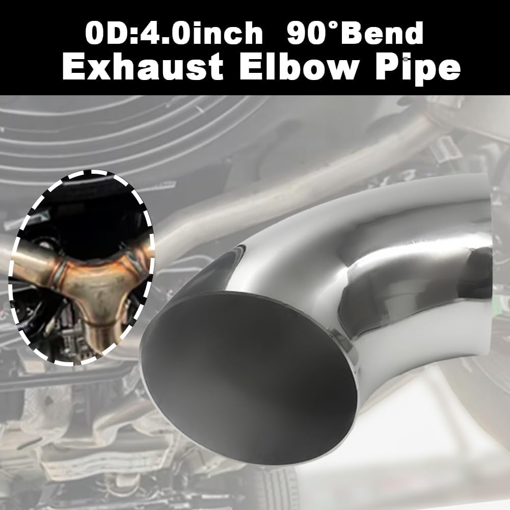 90 degree exhaust elbow Pipe (Mandrel Bend Elbow) SS304 Stainless Steel Bend Suitable for Car Modified Exhaust Elbow Pipe, Stair Handrail, etc (4 pcs) (4")