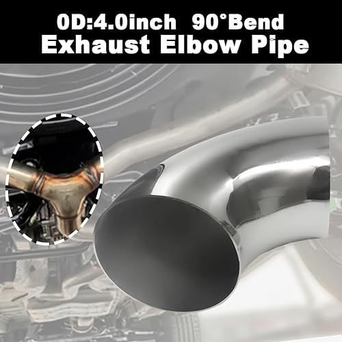 Miniatura 2 de Tubo de codo de escape OD de 4 pulgadas y 90 grados (codo doblado de mandril) SS304 de acero inoxidable apto para codo de escape modificado de