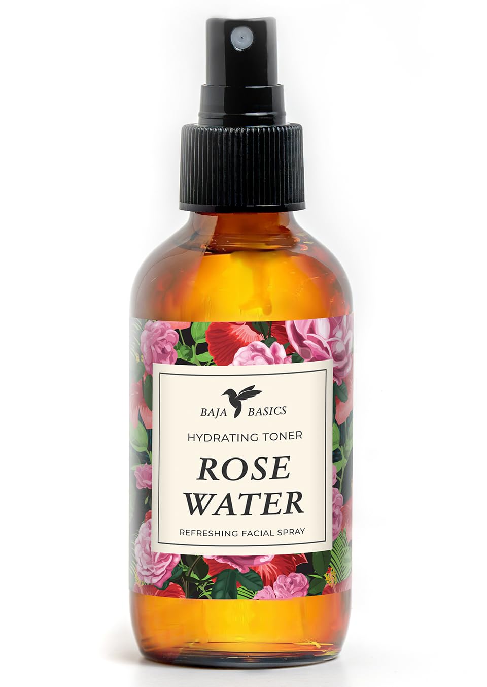 Rose Water Spray for Face by Baja Basics - Pure, Organic Rosewater Facial Toner for Hair and Aromatherapy Large 4 oz