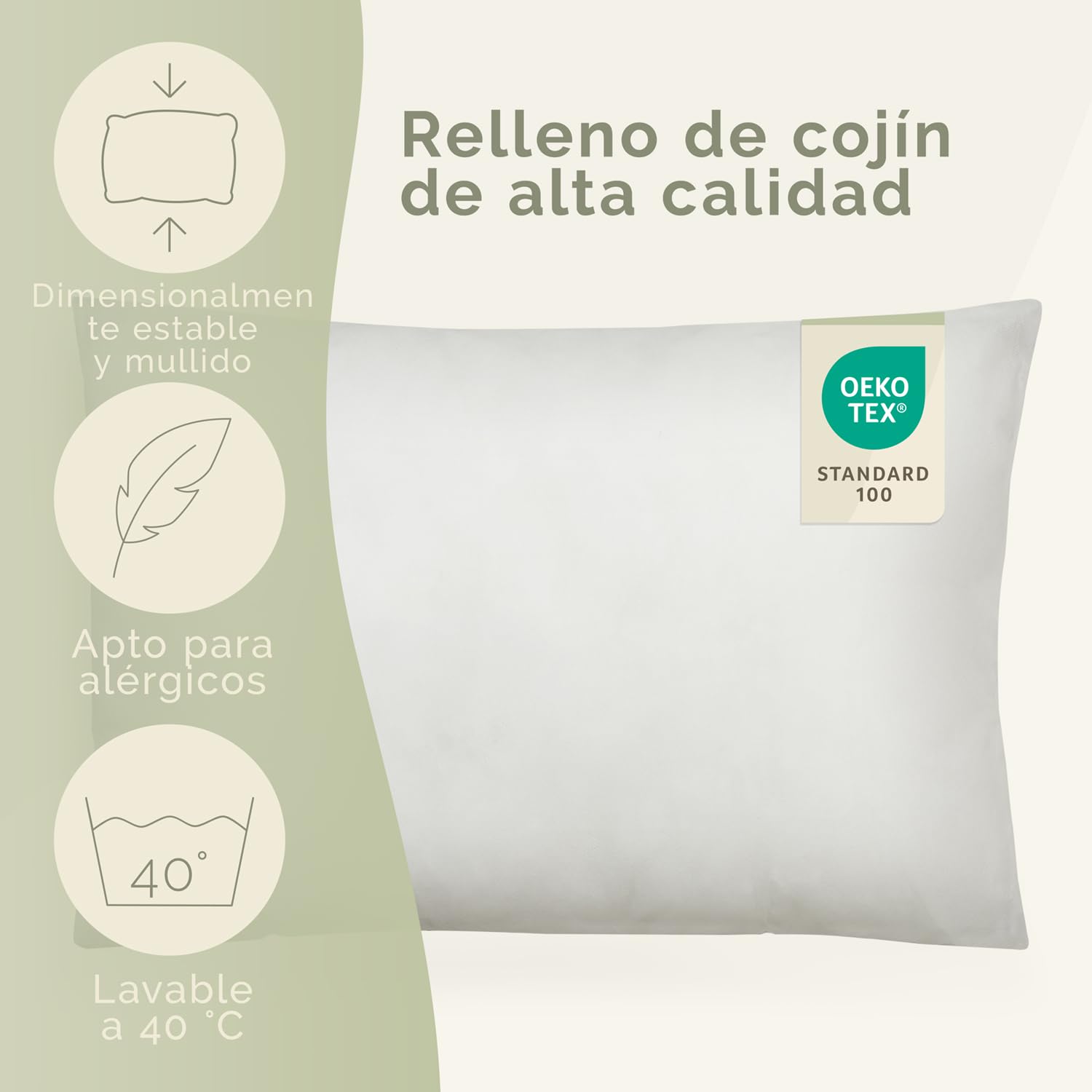 Blumtal Relleno para cojín con certificado Oeko-Tex, 40 x 50 cm, 2 cojines interiores de poliéster