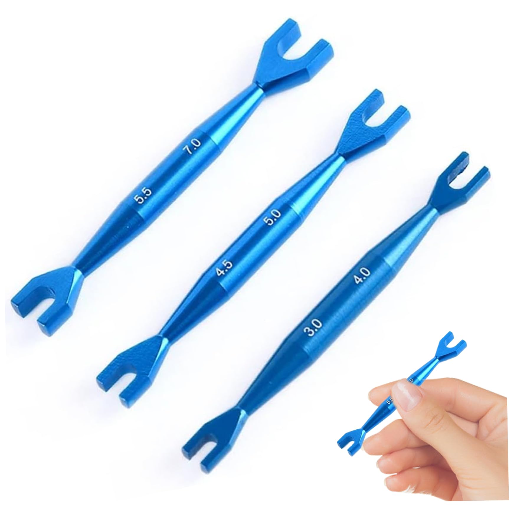 Peosaard Small Wrench Set (3Pcs), 3-4mm, 4.5-5mm, 5.5-7mm, Double End Alloy RC Crawler Car Wrench Set