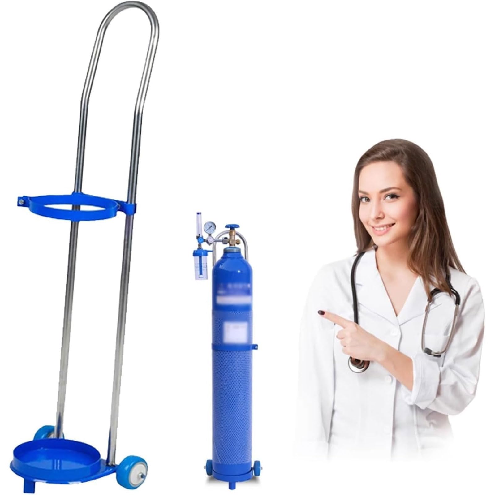 Support portable oxygène 15L durable et léger chariot azote silencieux