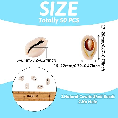 Vista 152 de Cheriswelry 50 cuentas de concha galvanizadas, conchas de cauri en espiral, conchas de mar, verano, playa, cuentas espaciadoras sueltas