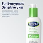 Crème hydratante quotidienne Cetaphil pour le visage SPF 15, Crème hydratante pour le visage avec SPF, Protection légère à large spectre UVA et UVB pour peau sensible, Sans huile, Recommandé par les dermatologues, 120 ml