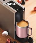 SUNWILL Insulated Coffee Mug with Lid, Travel Tumbler with Handle, 14 oz Stainless Steel Cup for Camping, Office, Home, Rose Gold