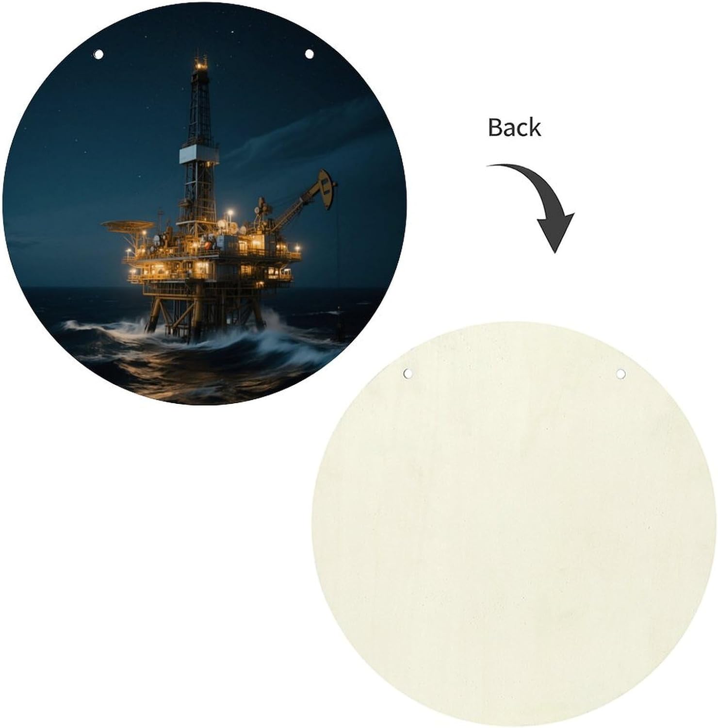 Starry Drilling Platform Painting Wood Painting