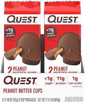 Quest Nutrition Protein Chips Variety Pack & High Protein Low Carb, Gluten Free, Keto Friendly, Peanut Butter Cups, 12 Count (Pack of 1) (total- 17.76 Ounce)