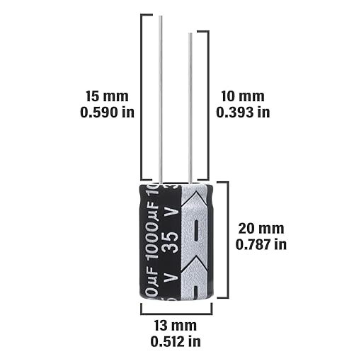 Miniatura 58 de Condensador electrolítico 100uF 63V 0.315x0.472 in 100 UF MFD 63 voltios 0.32x0.47in condensadores de aluminio (paquete de 10)