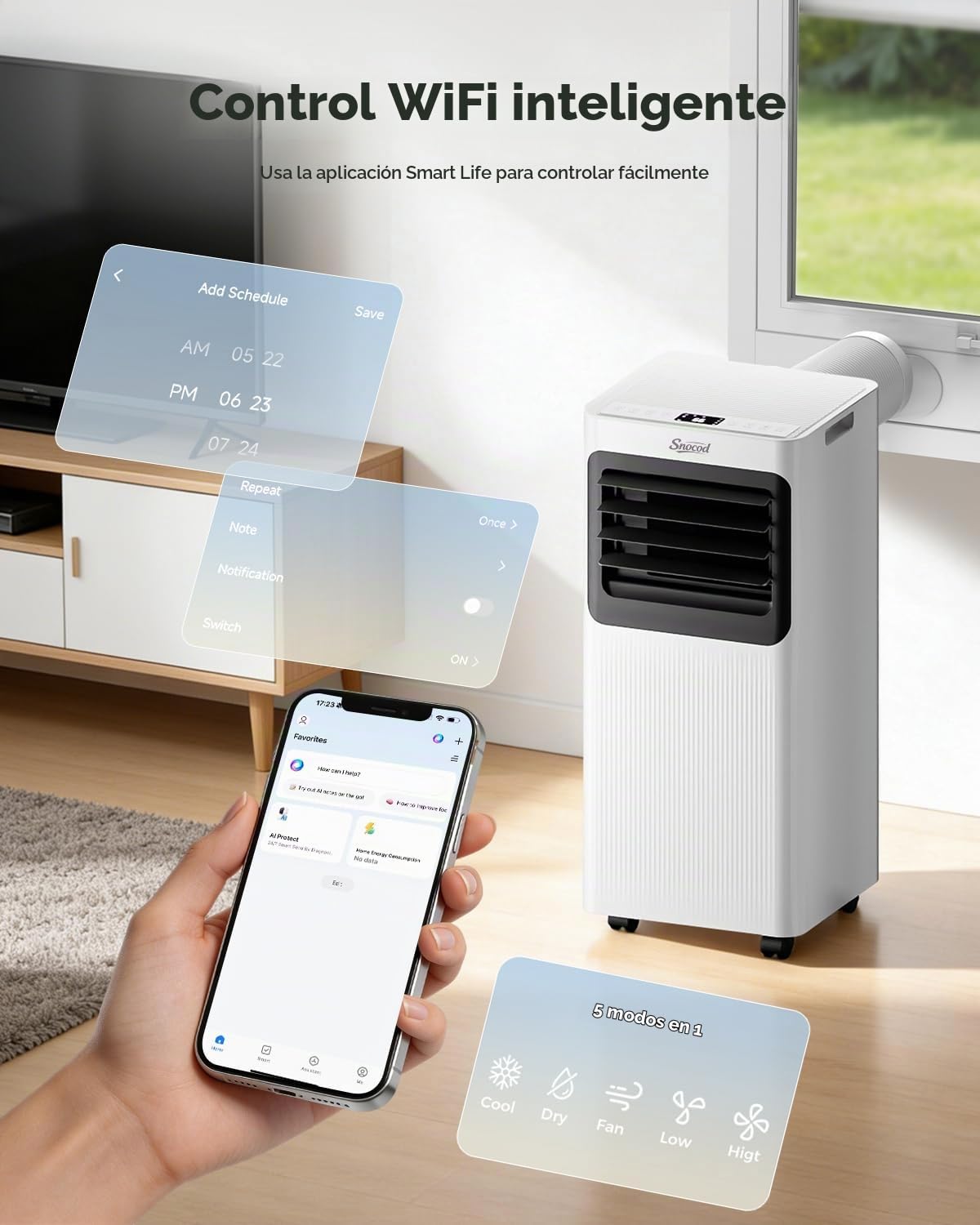 Aire acondicionado portátil 16000 BTU para habitación grande de hasta 750 metros cuadrados Ft., CA inteligente 5 en 1 con aplicación WiFi, control remoto, enfriamiento rápido, deshumidificador