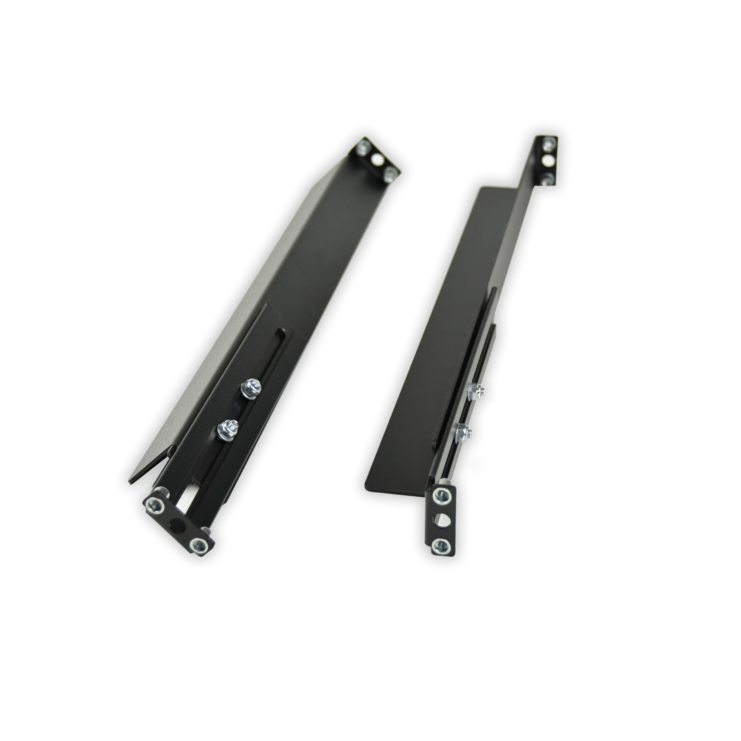 Cobox kit de 2 équerres pour Rack 1U, 19" - Profondeur Réglable : Min. 490mm - Max. 630mm. Kit de 2 Rails en « L » pour Baie et Coffret Informatique 19 Pouces 1U, Ajustable. Couleur Noir