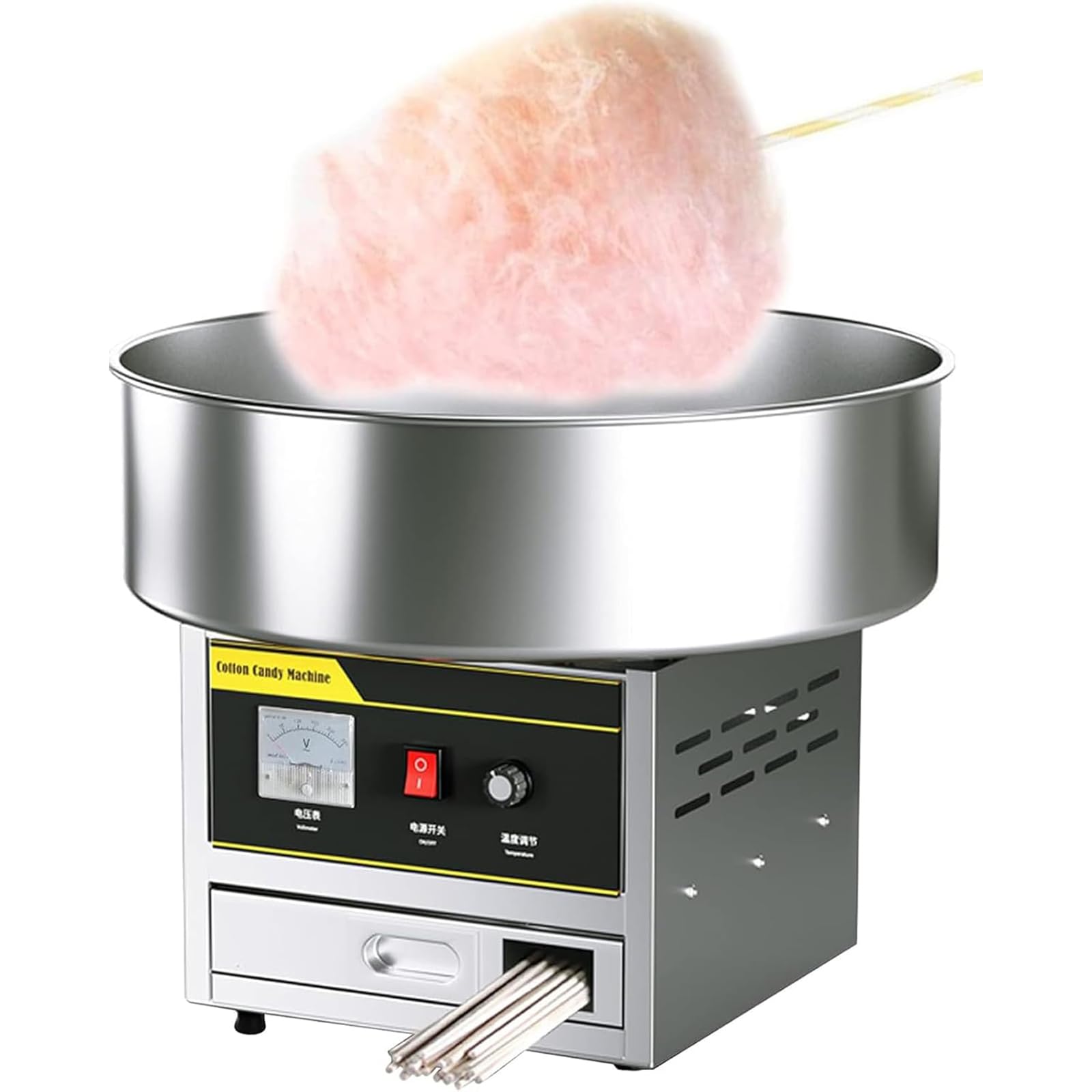 YXZYFPP 1200W Electric Cotton Candy Maker - Fluffy Sugar Machine with Large Capacity, Adjustable Temp 122-482°F, Perfects for Parties, Events & Celebrations