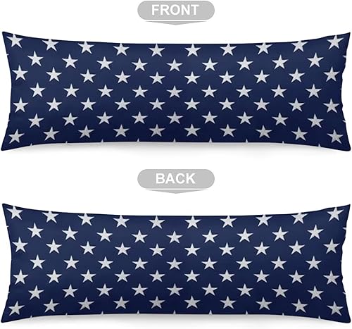 Miniatura 5 de Funda de almohada corporal azul, patrón de estrellas azules y blancas, funda de almohada larga de granja con cremallera, fundas de almohada