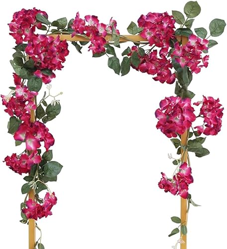 Rosscer Guirnalda de 2 hebras de hortensias artificiales de seda, 6 pies, hortensias falsas, hojas verdes, plantas colgantes para dormitorio, pared,