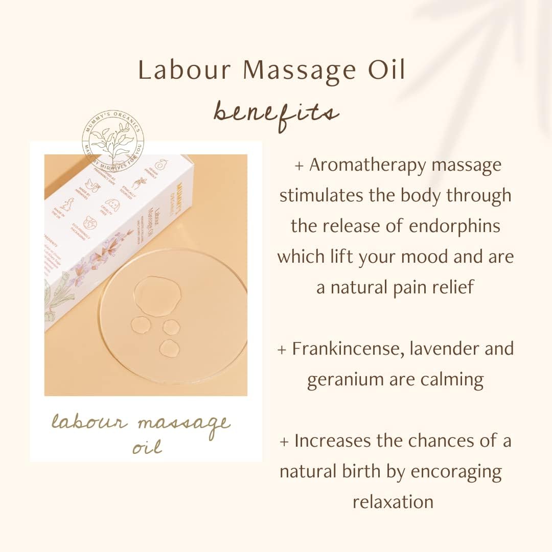 Labour Massage Oil Organic Natural Pain Relief Reduce Fear & Anxiety During Birth Clary