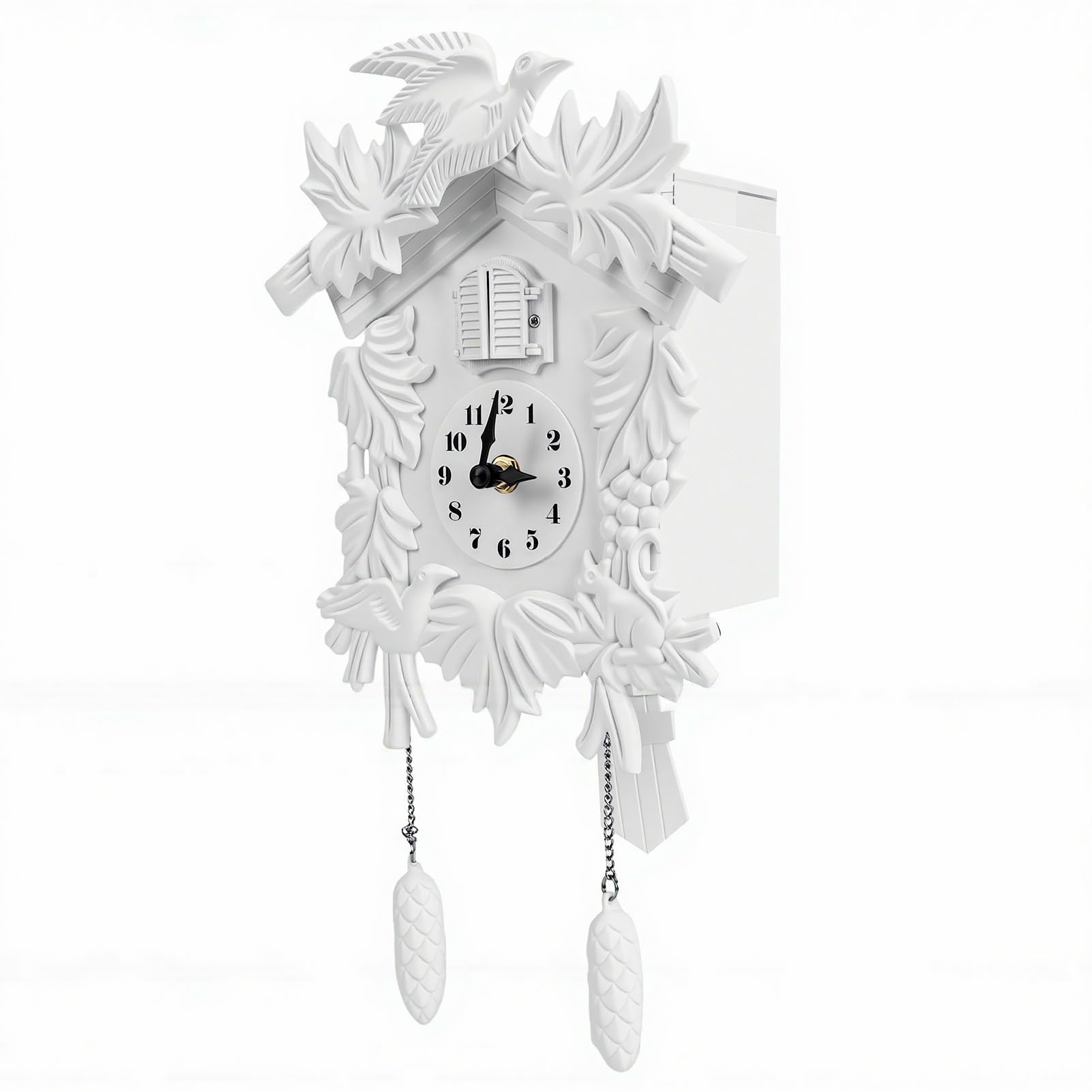 Elprico Orologio a cucù, Orologio da Parete Moderno a Forma di con Volume Regolabile e Carillon Orario per la Decorazione della Casa della Camera da Letto del Soggiorno (WHITE)