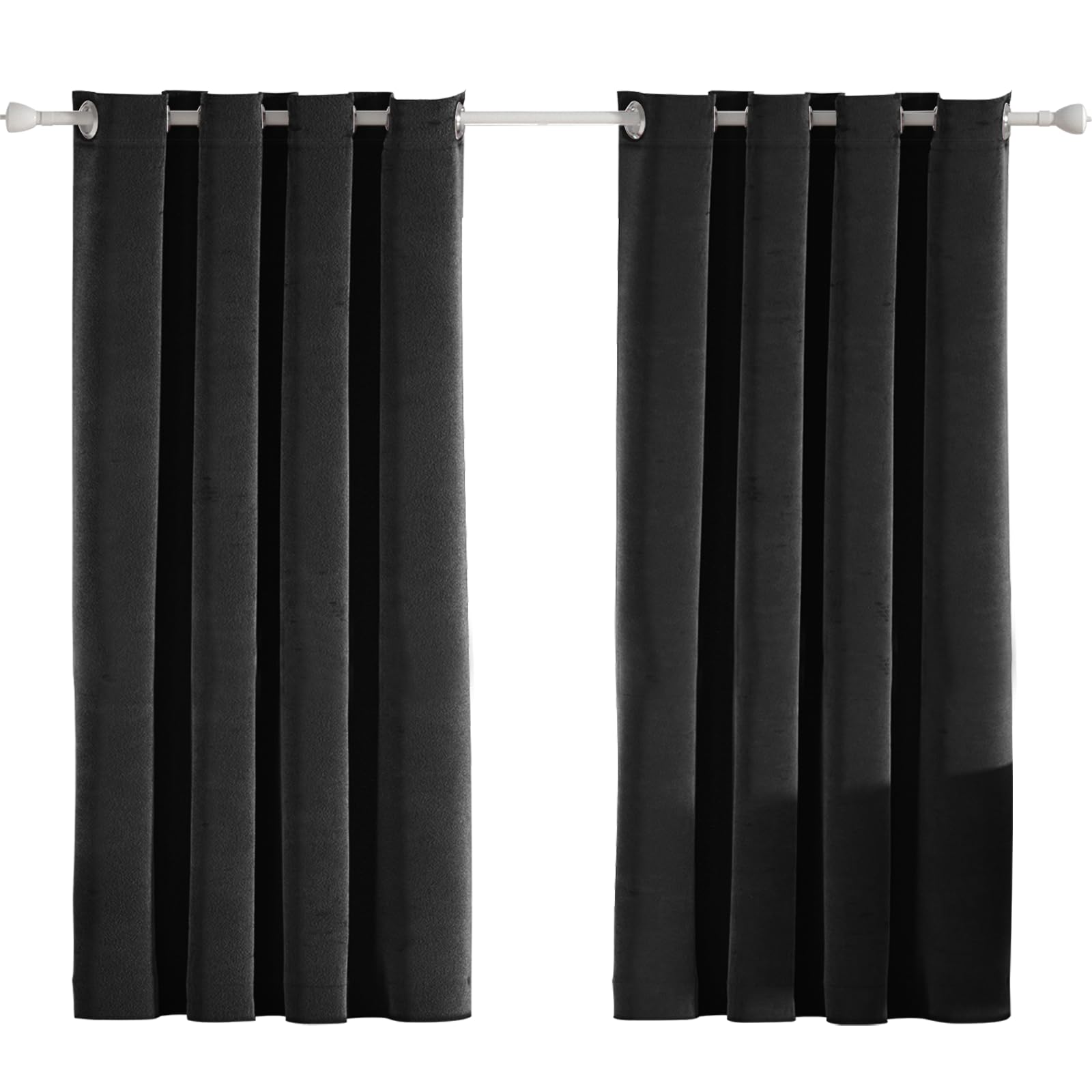 Ystyle Cortinas Terciopelo Salon 2 Piezas, Cortinas 100% Opacas, 140×145cm, Cortinas Termicas Aislantes Frio Y Calor, Blackout Cortinas Dormitorio, Cortina Acustica con Trabillas, Nero