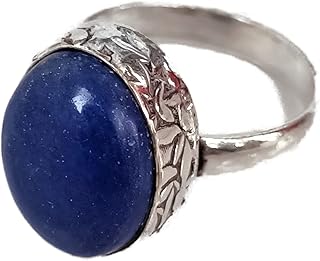 Natural Lapis Lazuli Ring, Blue Stone Ring, 925 Sterling Silver Plated, Boho Hippie Ring, Statement Ring, Artisan Oval Design Ring, Birthday Gift Ring, Bohemian Ring, Lapis Lazuli Jewelry