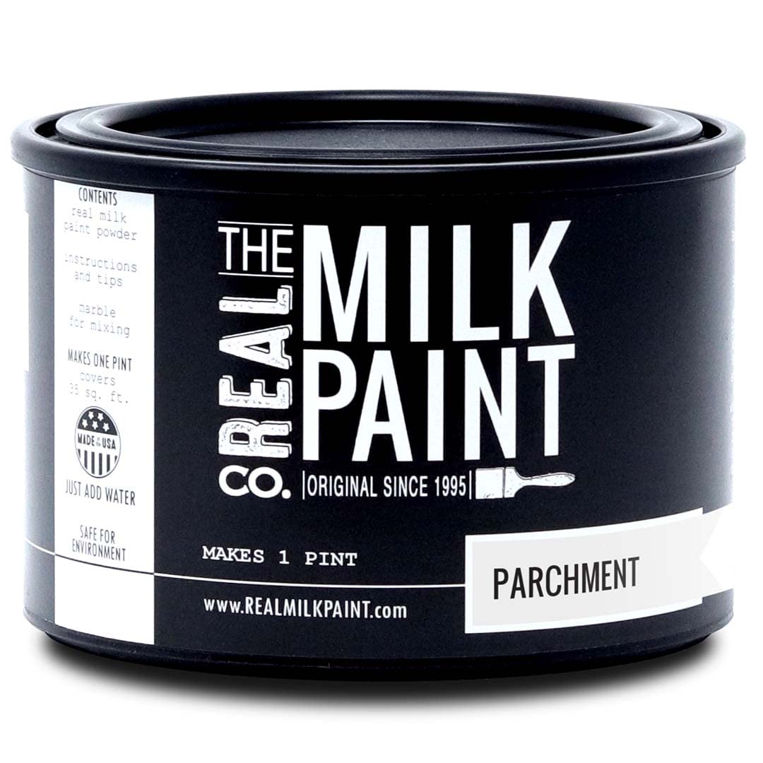 Wood Paint for Furniture, Matte Paint for Cabinets, Walls, Brick, and Stone, Water Based Organic, No VOC, Parchment, 1 Pint