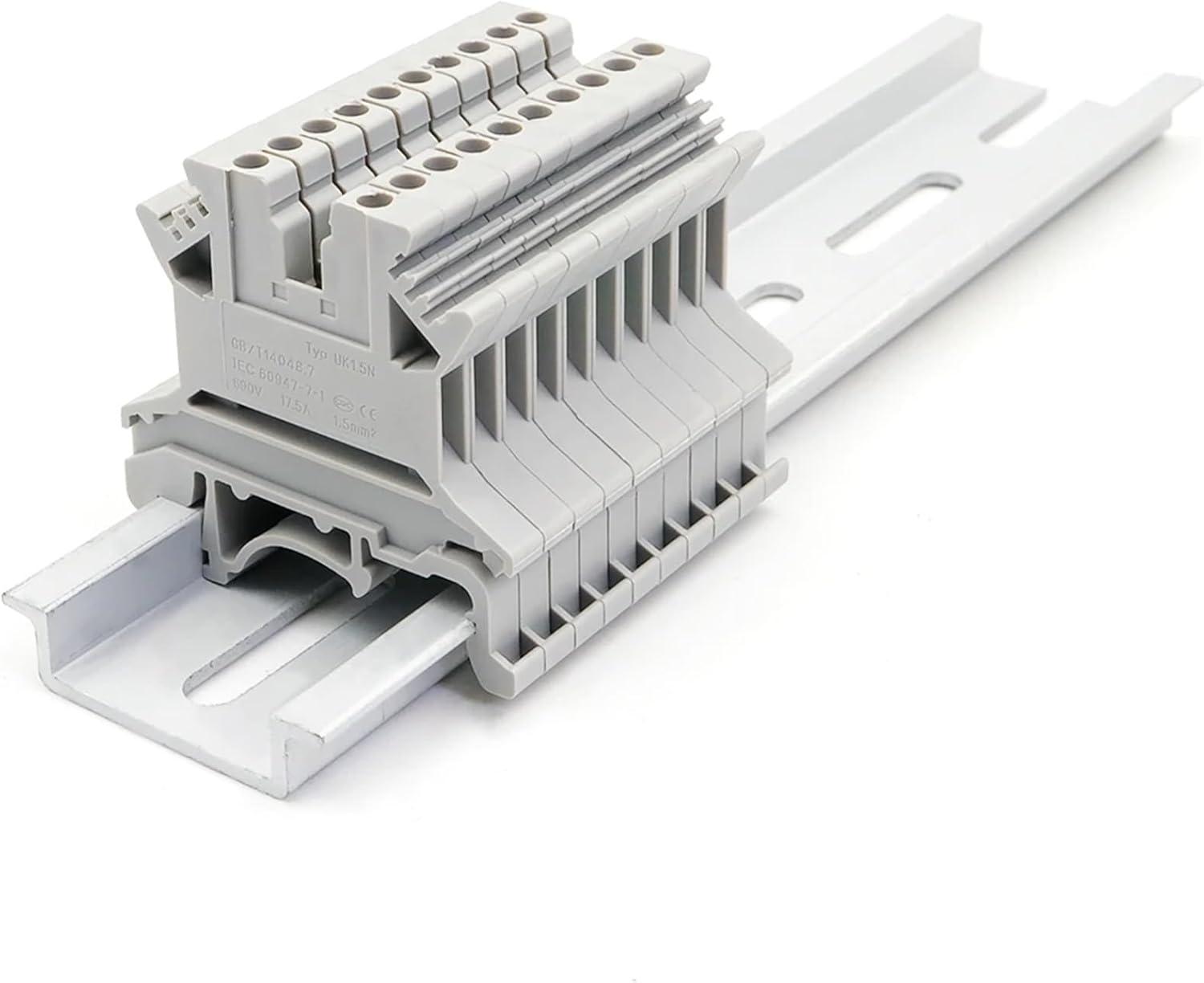 10Pcs UK 1.5 Single Level DIN Rail Terminal Block High Current Screw Connection Electrical Wire Conductor