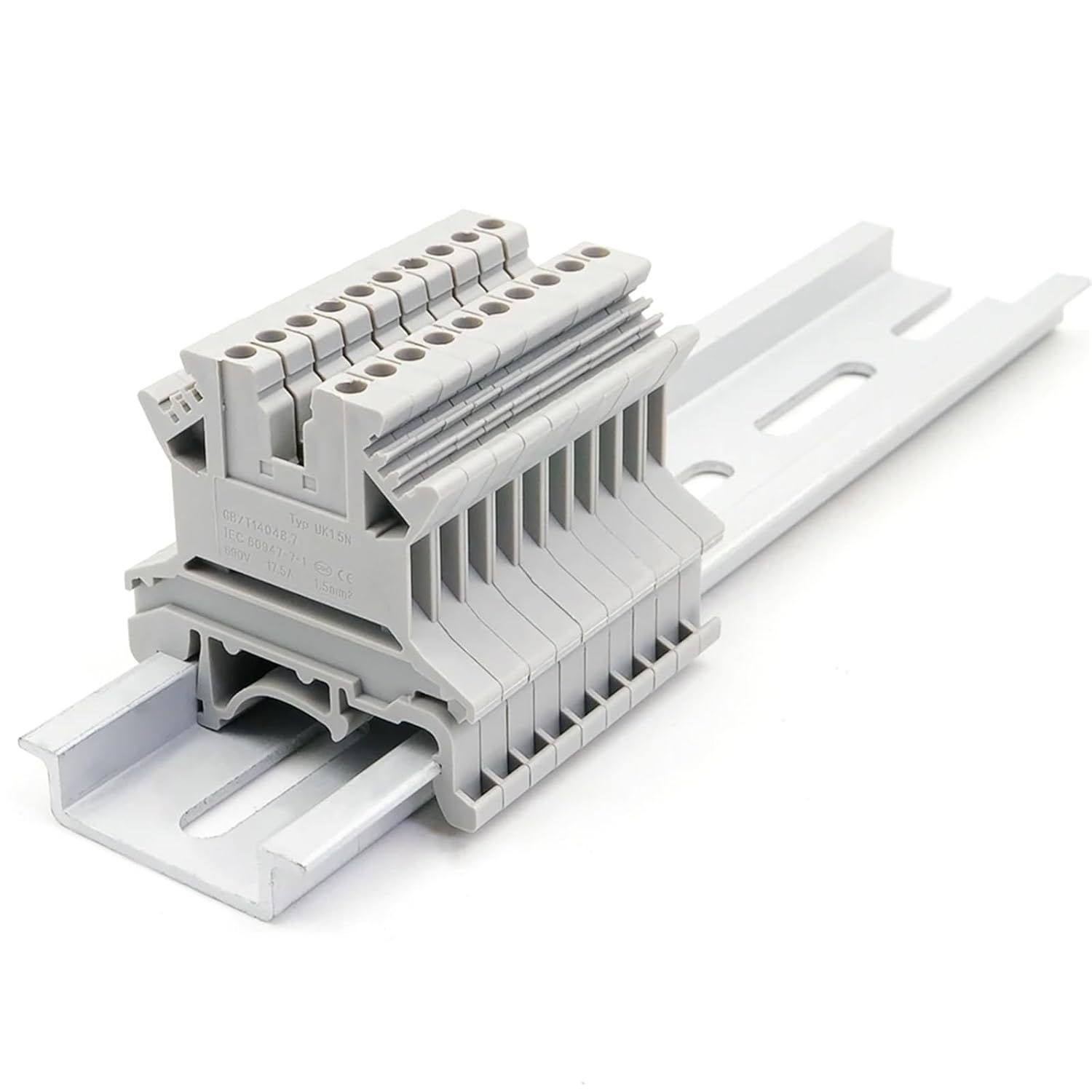 10Pcs UK 1.5 Single Level DIN Rail Terminal Block High Current Screw Connection Electrical Wire Conductor