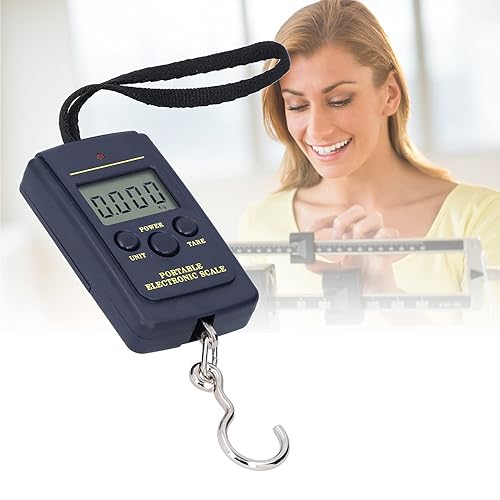 Báscula electrónica portátil, mini Steelyard de ponderación, escala pequeña de 88.2 lbs, batería de larga duración
