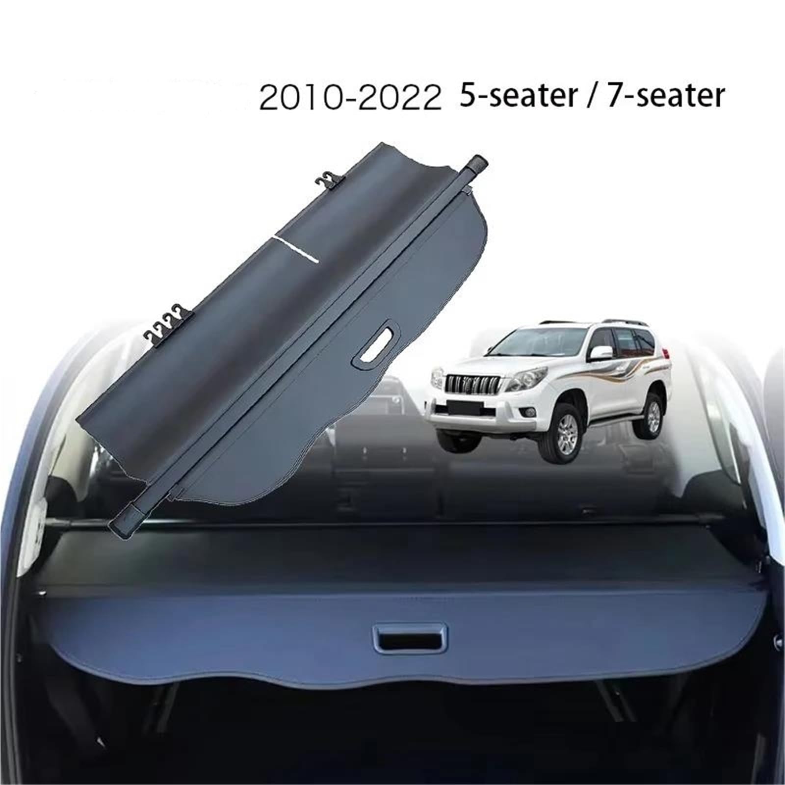 Generisch Ausziehbarer Gepäckdeckel Auto Hinten Stamm Vorhang Fracht Abdeckung Für Toyota Für Land Für Cruiser Für Prado 150 LC150 FJ150 2010-2022 5/7 Sitzer(Carbon Look 7)