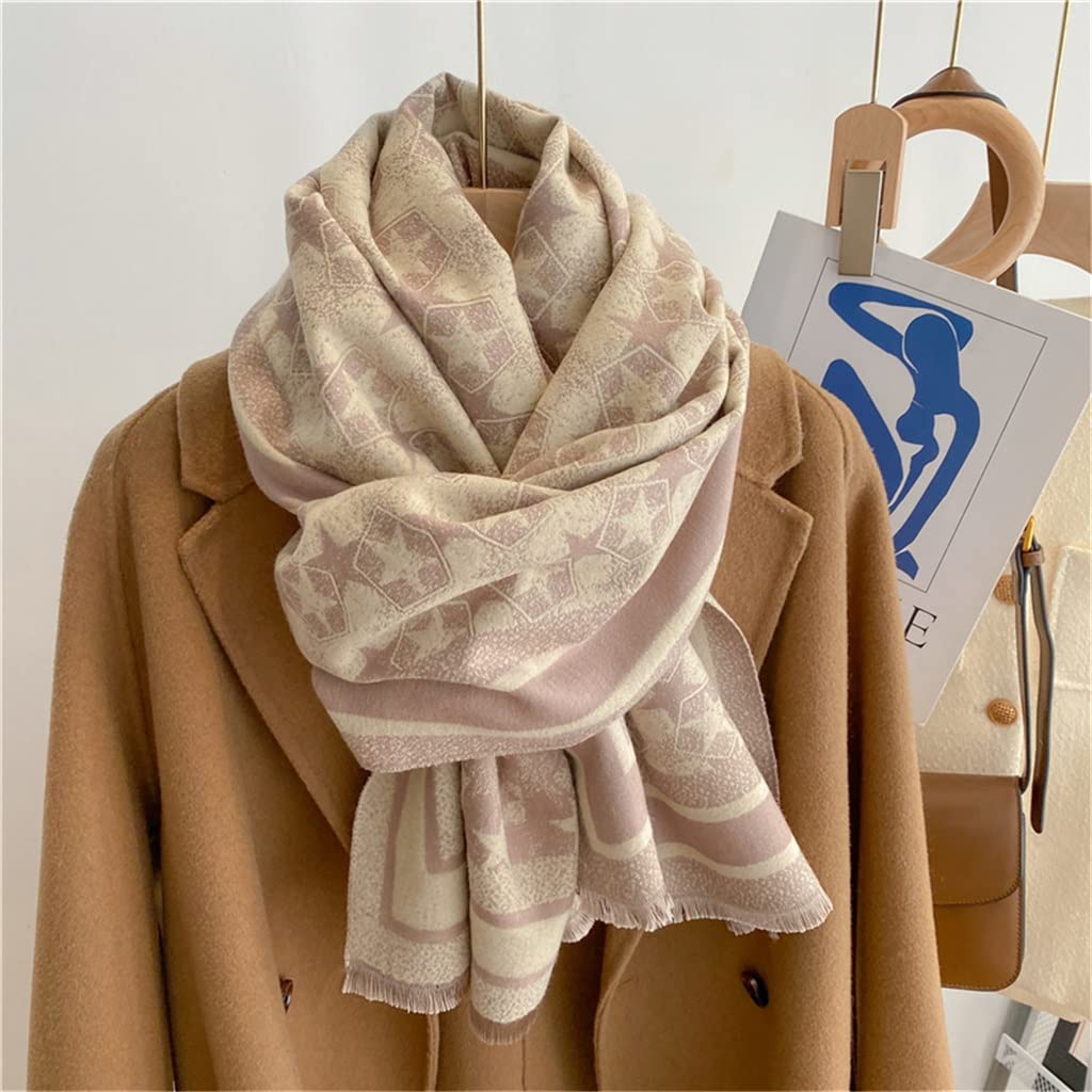 Bufanda Gruesa de imitación de Cachemira para Mujer, Chal cálido, Manta de Invierno, pañuelo para el Cuello con borlas para Mujer (Color 1, 180 x 65 cm)