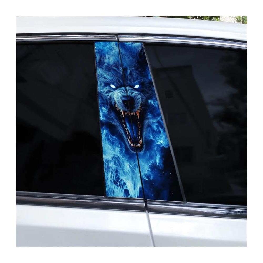 Body Parts 2pcs Car B-Pillar Decorative Decals A Fierce Wolf Car Center Column Sticker DIY(C)