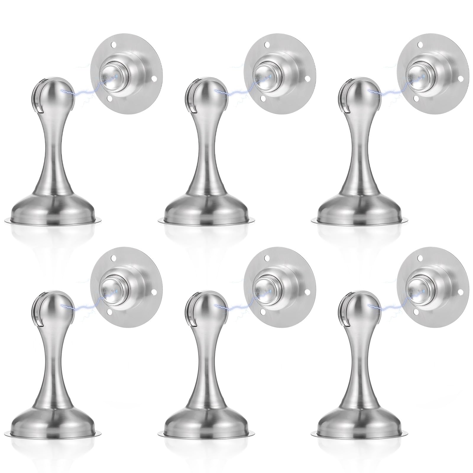 Photo 1 of 6 Pack Magnetic Door Stopper Brushed Nickel Magnetic Door Stops No Need to Drill 3M Double-Sided Adhesive Tape Magnet Door Stop Soft-Catch Hold Door Open