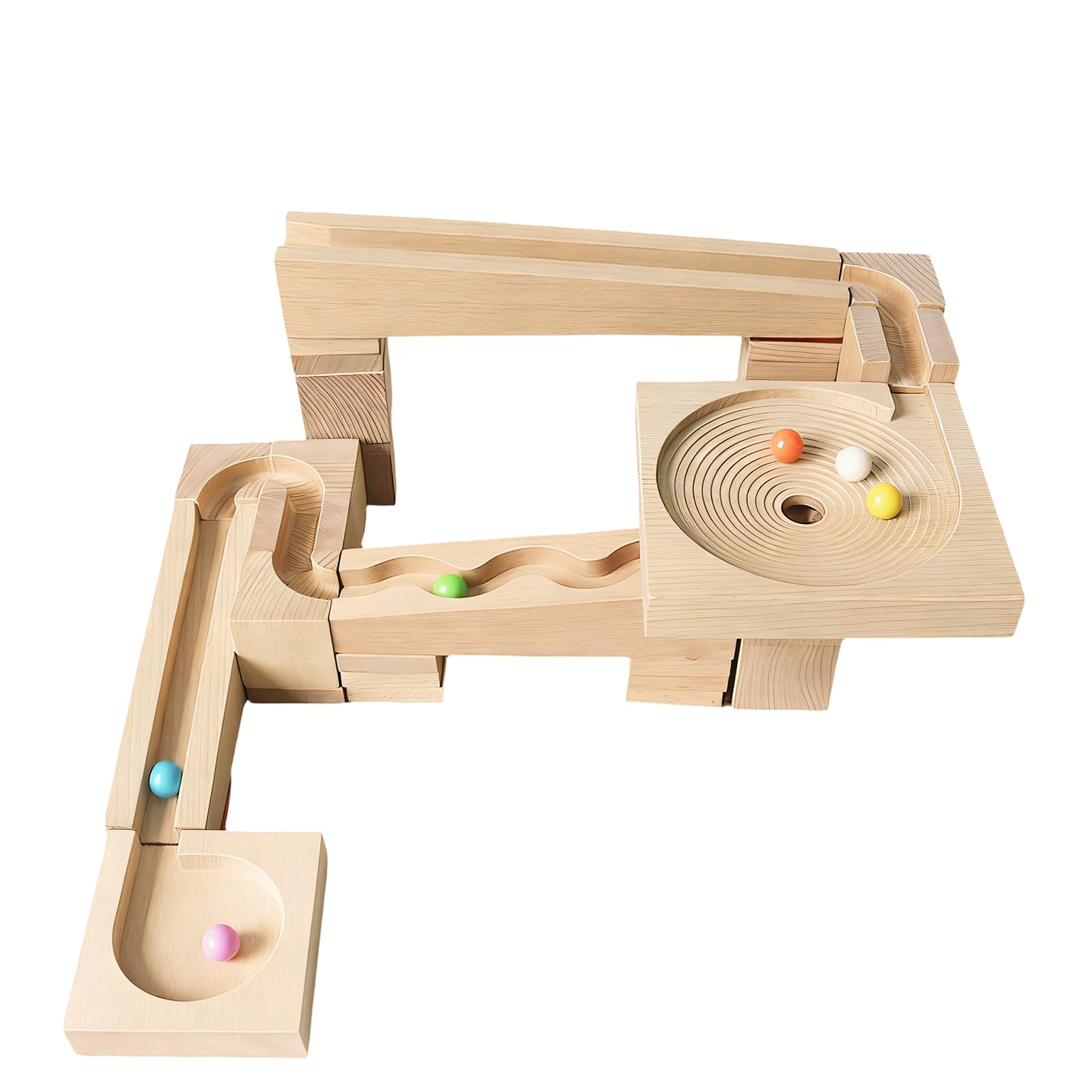 Set rulli in Legno da Costruzione Giocattolo educativo per Bambini Blocchi Costruzione con Pista per Palline Set rulli in Legno creativi Giocattolo didattico per Bambini in età la
