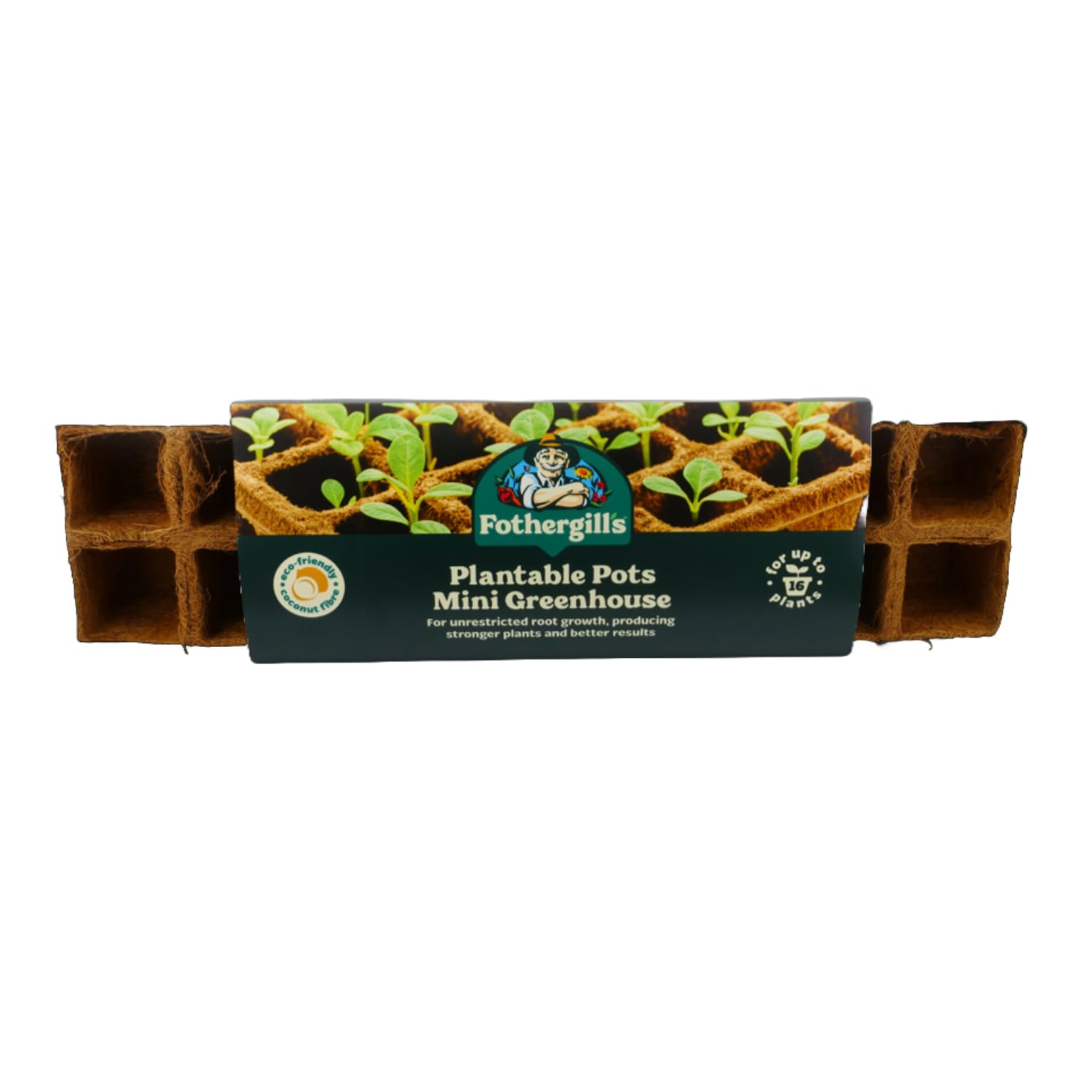 Mr Fothergill's 45328 16 Coconut Fibre Plantable Pots Mini-Greenhouse Kit, Peat-Free, Dome & Tray