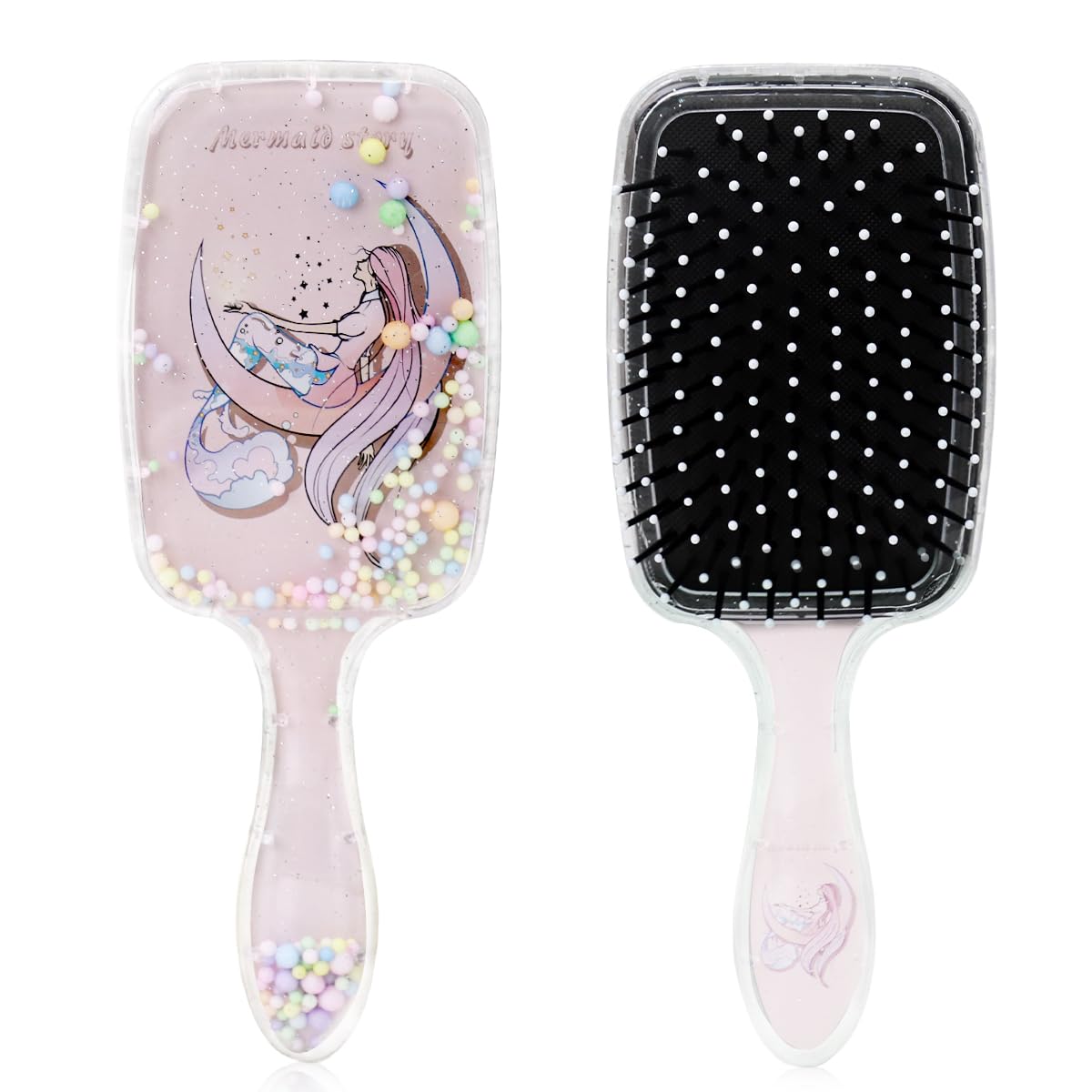 sannidhi SANNIDHI® Hair Brush for Kids and Women Cute Mermaid Paddle Hair Brush Soft Touch Scalp Hair Styling Comb for Kids Girls Large Detangler Hair Brush with Air Cushion and Soft Bristle - Pink-picture-31