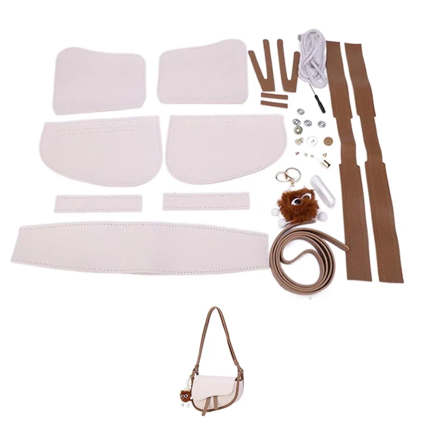 Kit de Bricolaje para Hacer Bolsas Kit de Accesorios for Hacer Bolsos de Cuero Hechos a Mano, Bolso de sillín con Correa for el Hombro for Mujer(Num4 White)